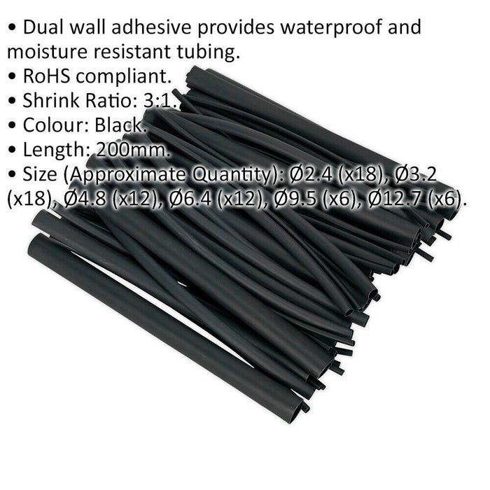 72 Piece Heat Shrink Tubing Assortment - Dual Walled - 200mm - Adhesive Lined Loops