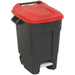 100 Litre Capacity Wheelie Bin with Foot Pedal - Two 200mm Wheels - Red Loops