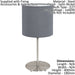 Table Desk Lamp Colour Satin Nickel Steel Shade Grey Fabric Bulb E27 1x60W Loops