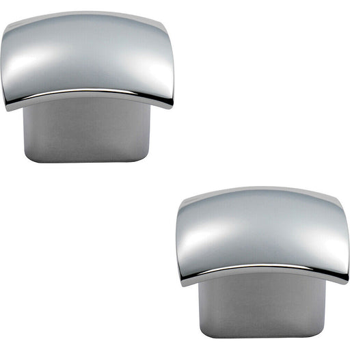 2x Convex Face Cupboard Door Knob 33 x 30.5mm Polished Chrome Cabinet Handle Loops