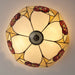 Tiffany Glass Flush Ceiling Light - Mackintosh Style Rose - Dark Bronze Finish Loops