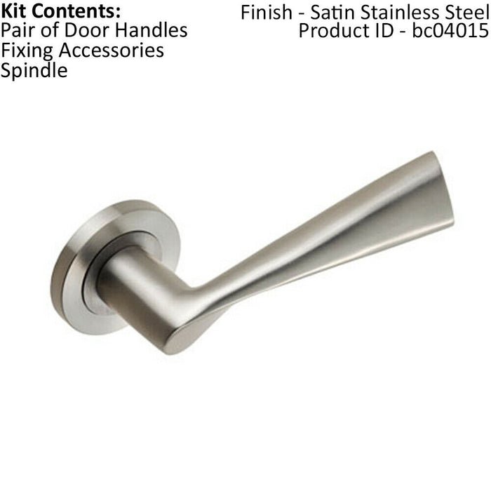 PAIR Angular Design Handle on Round Rose Concealed Fix Satin Stainless Steel Loops