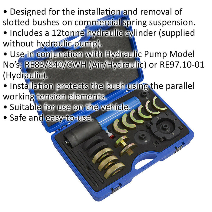 Commercial Hydraulic Brush Tool - Suspension Slotted Bushes Install Kit Cylinder Loops