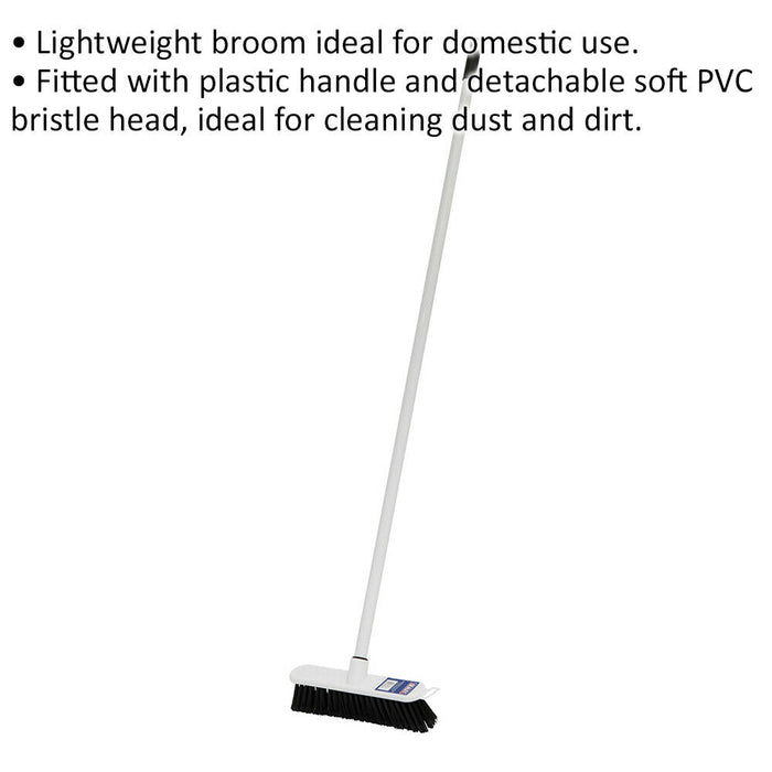 Soft Bristle Indoor Broom Stick - 280mm Detachable Head - Soft PVC Bristles Loops