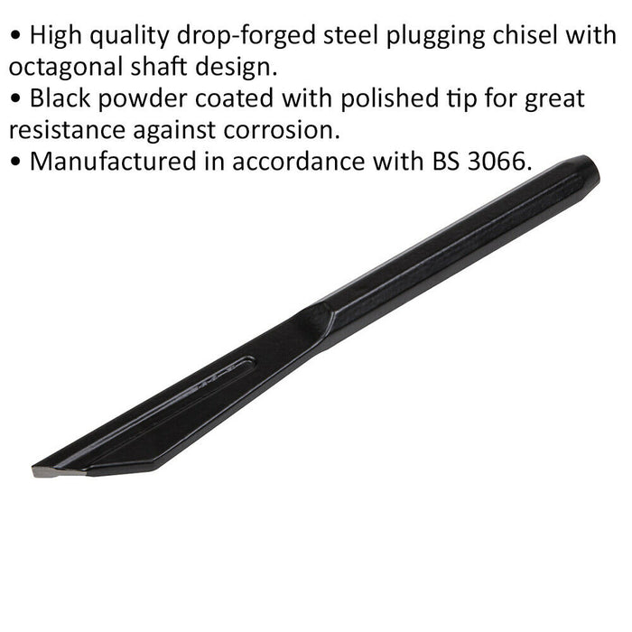 250mm Drop Forged Plugging Chisel - Octagonal Shaft - Corrosion Resistant Loops