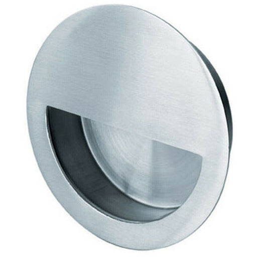 Circular Low Profile Recessed Flush Pull 90mm Diameter Satin Stainless Steel Loops