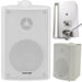 4x 6.5" 120W White Outdoor Rated Garden Wall Speakers Wall Mounted 8Ohm & 100V