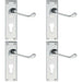 4x PAIR Victorian Scroll Lever on Euro Lock Backplate 150 x 43mm Polished Chrome Loops