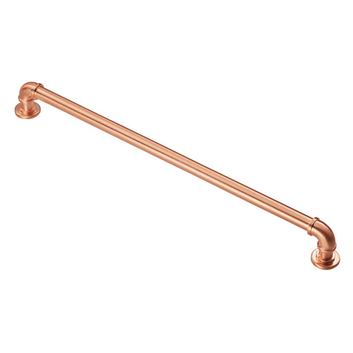 2x Industrial Pipe Design Door Pull Handle 320mm Fixing Centres Satin Copper Loops