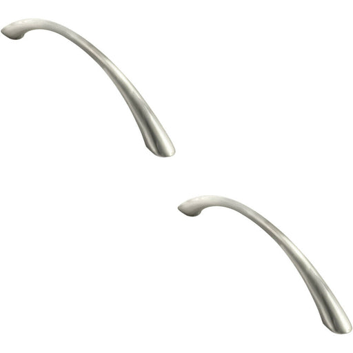 2x Slim Bow Cabinet Pull Handle 128mm Fixing Centres Satin Nickel 157 x 29mm Loops