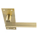 2x PAIR Straight Bar Handle on Slim Lock Backplate 150 x 50mm Satin Brass Loops