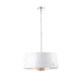 Ceiling Pendant Light Bright Nickel & Vintage White Fabric 3x 40W E14 e10196 Loops