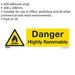 10x DANGER HIGHLY FLAMMABLE Safety Sign - Self Adhesive 300 x 100mm Sticker Loops