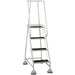 4 Tread Mobile Warehouse Steps GREY 1.68m Portable Safety Ladder & Wheels Loops