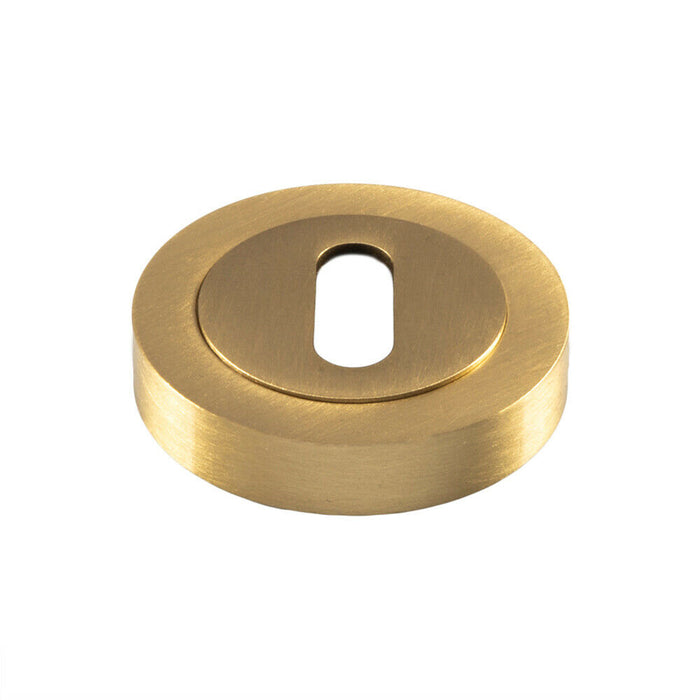 50mm Lock Profile Round Escutcheon Concealed Fix Satin Brass Keyhole Cover Loops