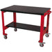 2 Level Mobile Workbench - 300kg Weight Limit - 2 Fixed & 2 Locking Castors Loops