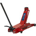 Long Reach High Lift Trolley Jack - 3 Tonne Capacity - 670mm Max Height - Red Loops