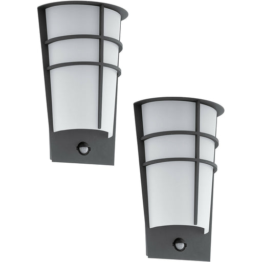 2 PACK IP44 Outdoor Wall Light & PIR Sensor Anthracite Steel 2.5W LED Loops