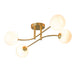 Semi Flush Ceiling Light Satin Brass Plate & Opal Glass 4 x 3W LED G9 Loops