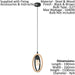 Hanging Ceiling Pendant Light Black & Wood Hoop Shade 1 x 40W E27 Bulb Loops