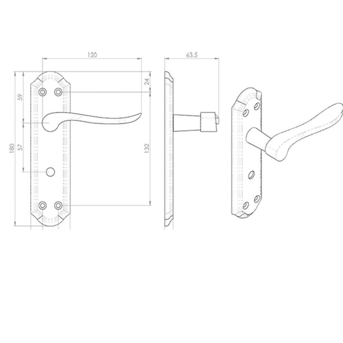 Door Handle & Bathroom Lock Pack Brass Sculpted Lever Thumbturn Backplate Loops