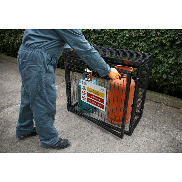 Gas Cylinder Storage Cage - 2x 47KG Cylinders - Outdoor Butane / Propane Safety Loops