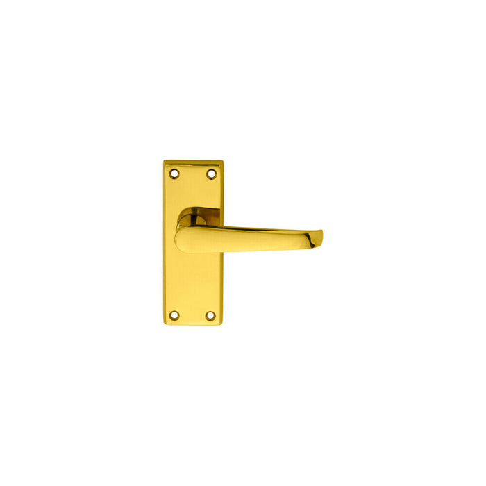 2x PAIR Straight Handle on Short Latch Backplate 118 x 42mm Polished Brass Loops