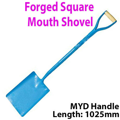 Solid Forged Steel 1025mm Square Mouth Digging Shovel MYD Handle Gardening Tool Loops
