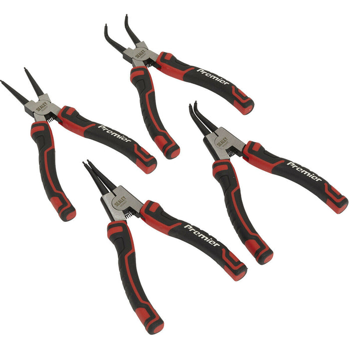 4 Piece 180mm Circlip Pliers Set - Spring Loaded Jaws - Forged  Non-Slip Tips Loops