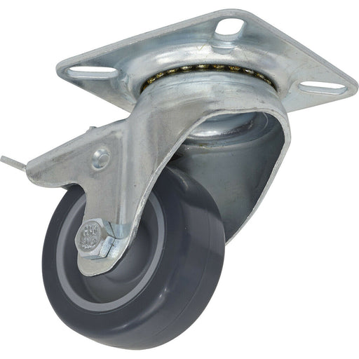50mm Swivel Plate Offset Castor Wheel - Hard PP & PU Material- Total Lock Brakes Loops