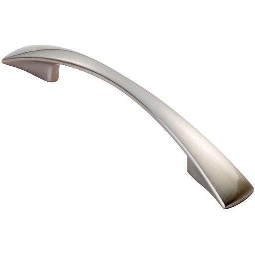 Tapered Pull Handle 138 x 16mm 96mm Fixing Centres Satin Nickel Curved Bow Loops