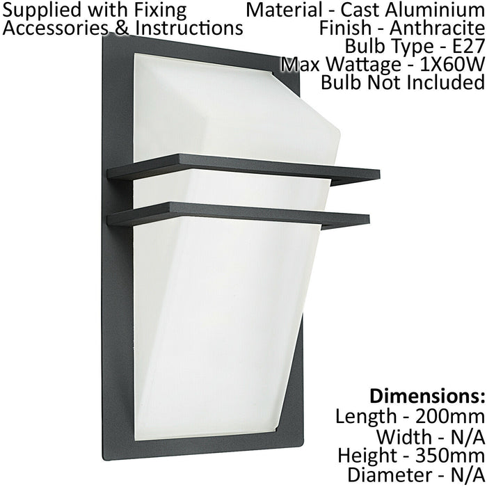 IP44 Outdoor Wall Light Anthracite Cast Aluminium 1 x 60W E27 Bulb Lamp Loops