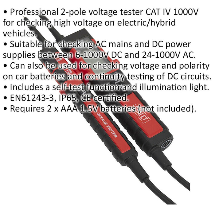 1000V High Voltage Tester for Hybrid & Electric Vehicles - CAT IV - IP65 Rated Loops