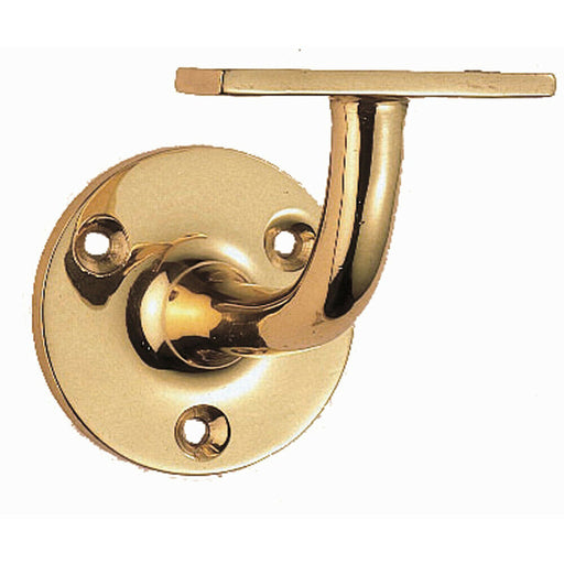 Heavyweight Handrail Bannister Bracket 80mm Projection Polished Brass Loops