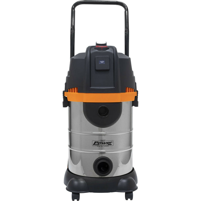 1200W Industrial Wet & Dry Vacuum Cleaner - 30L Bagless Stainless Steel Drum Loops