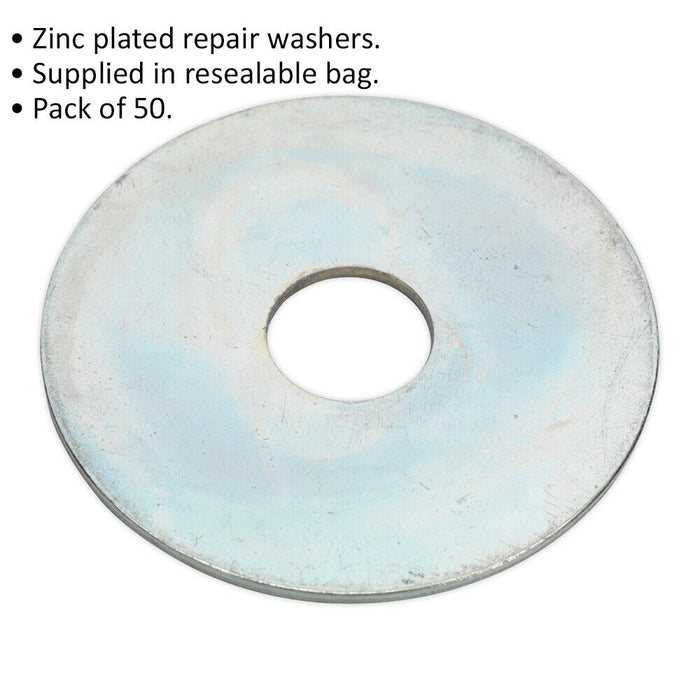 50 PACK - Zinc Plated Repair Washer - M10 x 50mm - Metric - Metal Spacer Loops