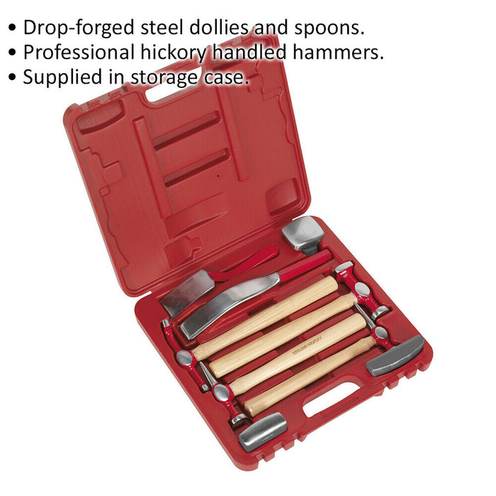 9 Piece Drop Forged Panel Beating Set - Hickory Shafts - Drop Forged Steel Loops