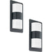 2 PACK IP44 Outdoor Wall Light Anthracite Zinc Plated Steel 2x 10W E27 Loops