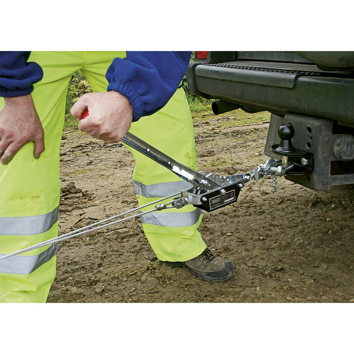 Hand Operated Power Puller - 1000kg Rolling Capacity - Ratchet Safety Device Loops