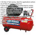 50 Litre Oil Free Air Compressor V-Twin Direct Drive - 3hp Motor - Air Regulator Loops
