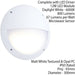 IP65 Outdoor Bulkhead Lamp & Microwave Sensor Matt White Eyelid 12W Daylight LED Loops