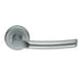 Door Handle & Latch Pack Satin Chrome Modern Curve Lever Screwless Round Rose Loops