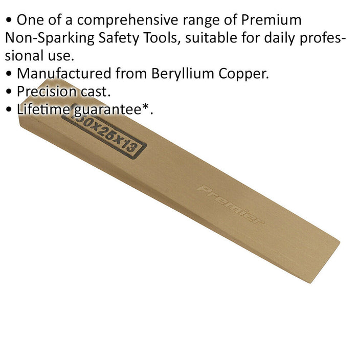 Non Sparking Lifting Wedge - 150 x 25 x 13mm - Precision Cast - Beryllium Copper Loops