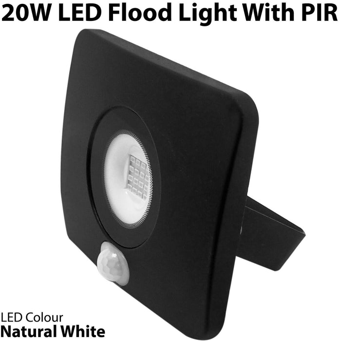 Outdoor Slim 20W LED Floodlight PIR Motion Sensor Security IP65 Waterproof Light Loops