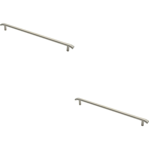 2x Flat Bar Pull Handle with Chamfered Edges 600mm Fixing Centres Satin Steel Loops