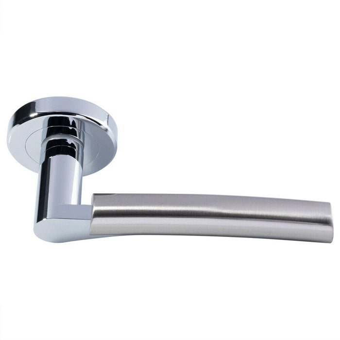 PAIR Two Part Lever on Round Rose Concealed Fix Polished Chrome Satin Nickel Loops