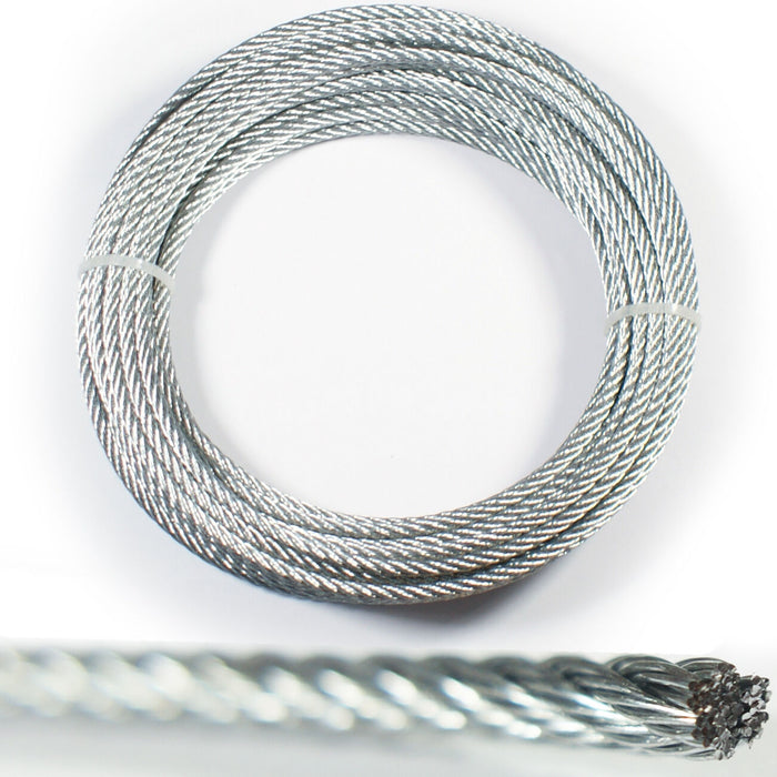 30m 3mm Wire Rope Lashing Cable Zinc Plated Steel Stranded Metal Hoist Line Loops