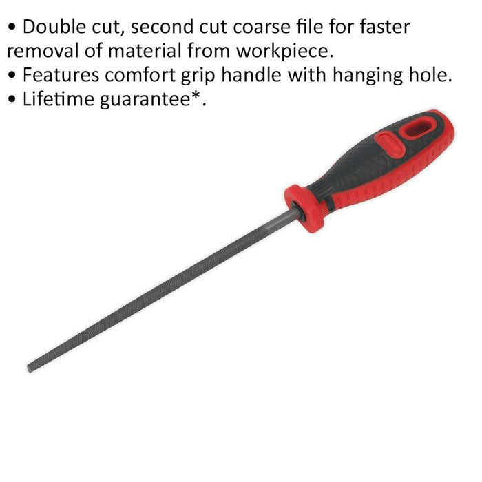 200mm Round Engineers File - Double Cut - Coarse - Comfort Grip Handle Loops