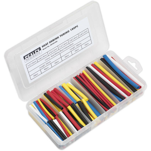 180 Piece Heat Shrink Tubing Assortment - 50 & 100mm Lengths - Mixed Colours Loops