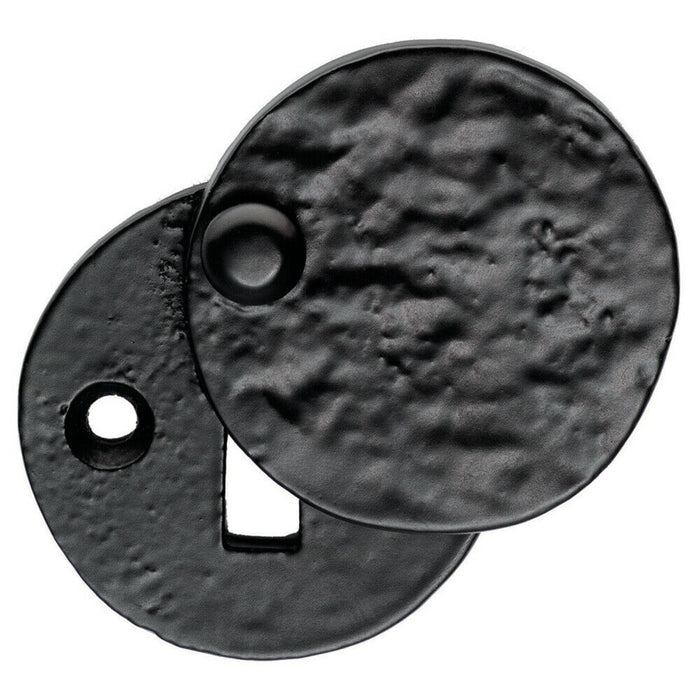 40mm Traditional Round Covered Escutcheon Lock Profile Black Antique Loops
